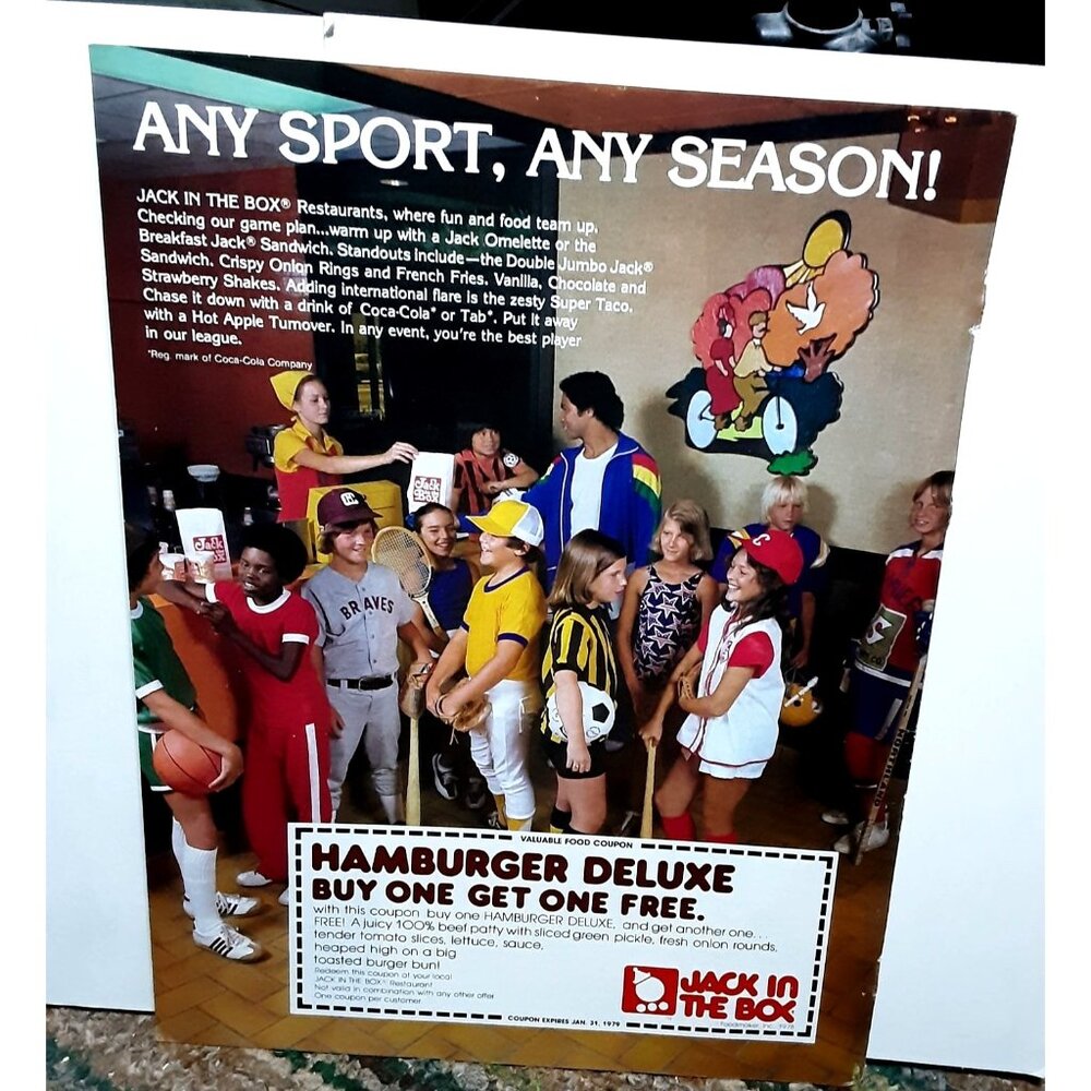 1978 Jack In The Box Hamburger Deluxe Original Print Ad